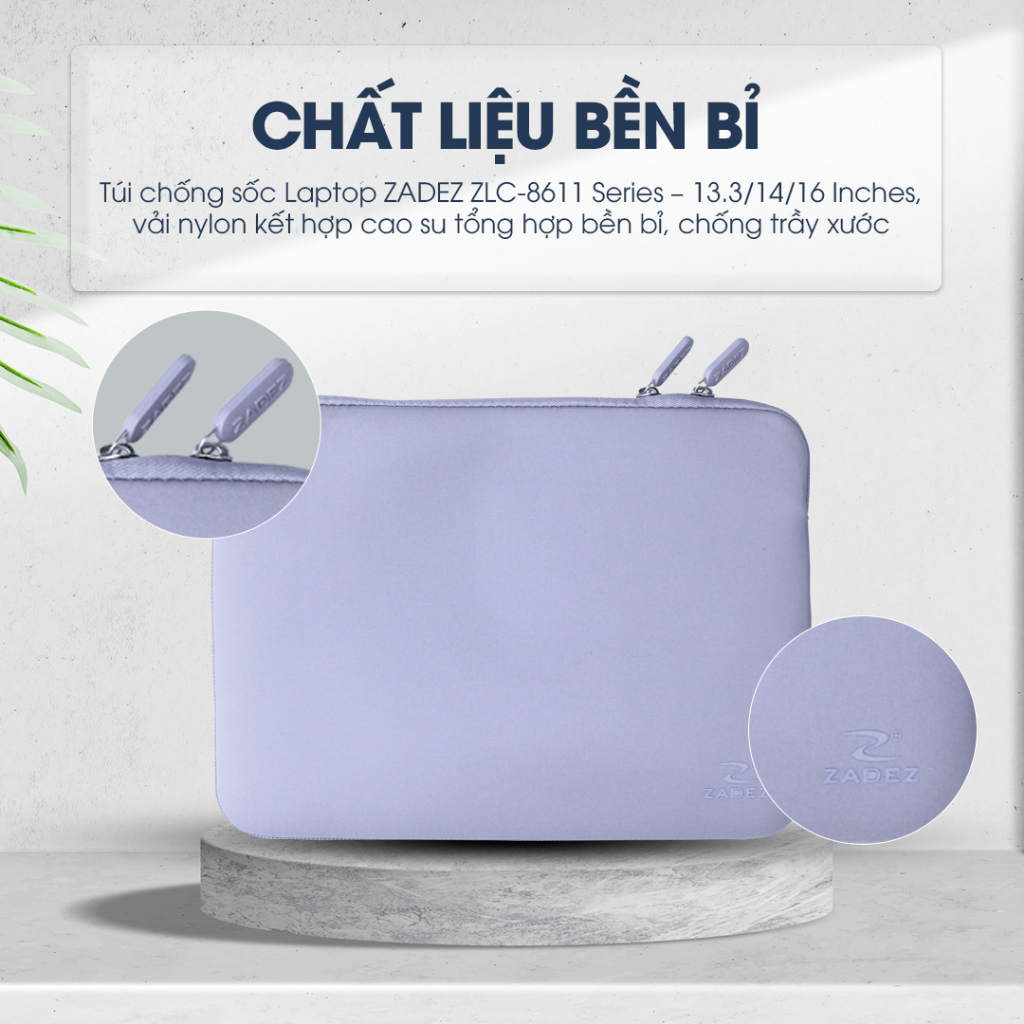 Túi Chống Sốc Laptop ZADEZ ZLC-8611 Series – 13/14/16 Inches, Vải Nylon Tổng Hợp, Chống Trầy Xước