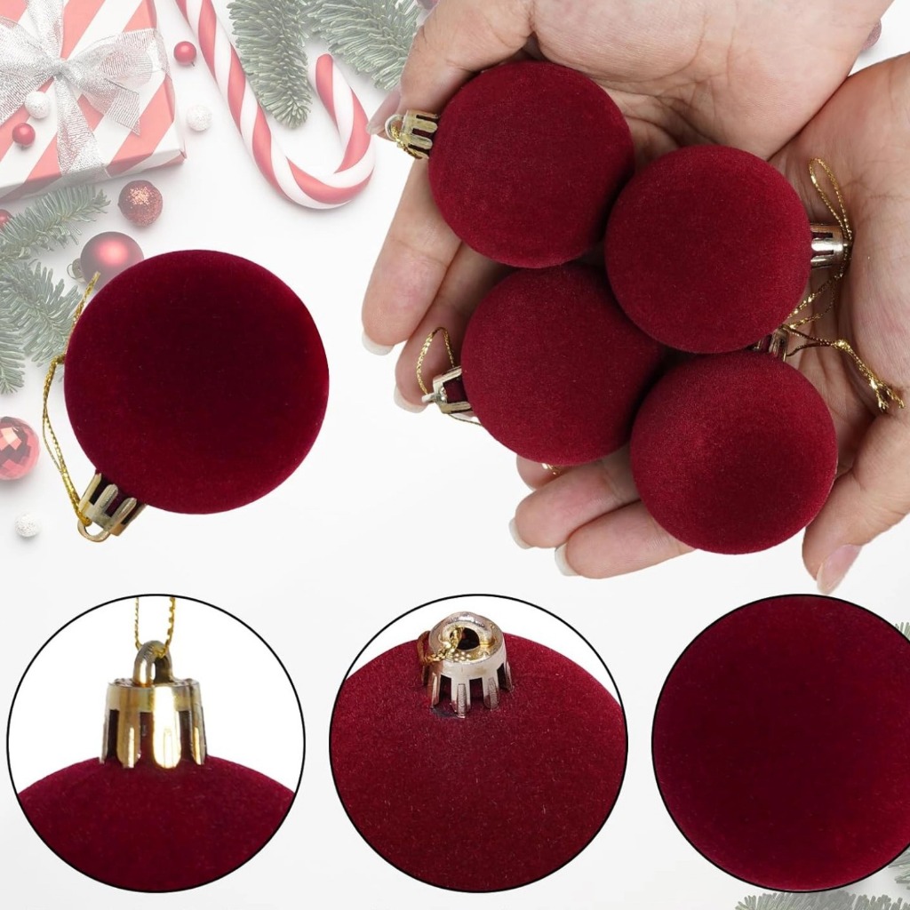 Phụ Kiện Giáng Sinh Set Quả Châu Nhung Dễ Thương Trang Trí Noel