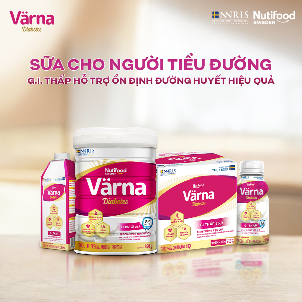 Sữa Tiểu Đường VARNA DIABETES (Combo 5 Tặng 6 Hộp SNPS) - Chỉ Số GI Thấp, Hỗ Trợ Ổn Định Đường Huyểt