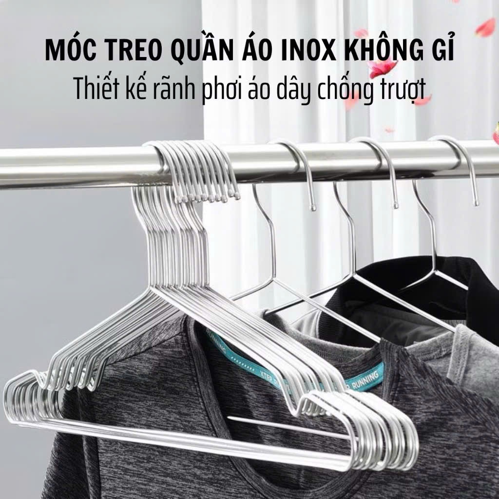 Set 10 Móc Áo Inox, Móc Phơi Quần Áo