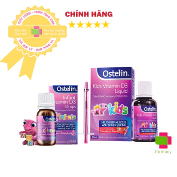 Vitamin Ostelin D3 Liquid/ Drops, Úc (20ml bé từ 6 tháng/ 2.4ml bé từ sơ sinh) phát triển xương và răng cho trẻ