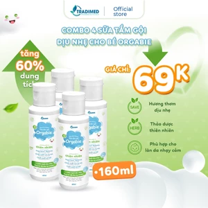 Combo 4 Sữa tắm gội cho bé thiên nhiên Orgabie 40ml - Làm sạch, dưỡng ẩm dịu nhẹ, an toàn cho làn da nhạy cảm của bé