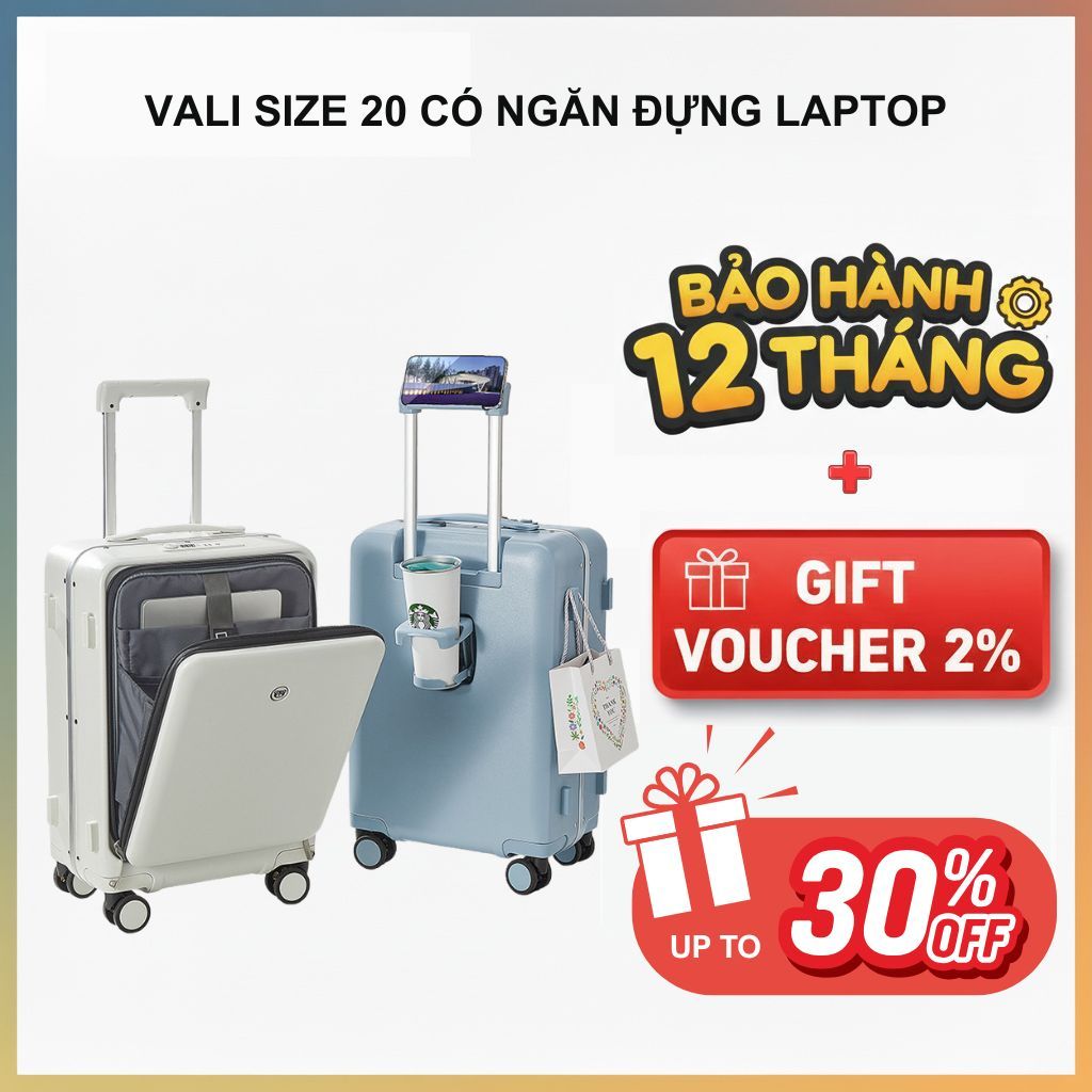 Vali du lịch size 18inch 20inch cao cấp có ngăn đựng laptop, size xách ...