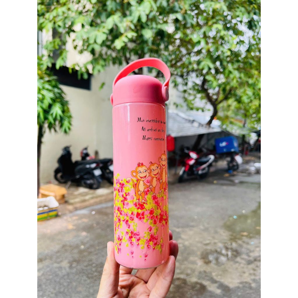 Bình thủy tinh 330ml siêu Cute cho bé. HKM