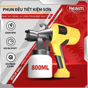 REALM Máy Phun Sơn Điện 400W Bình Sơn 800ML - Kim Phun Đồng 2.5mm Điện Áp 220V