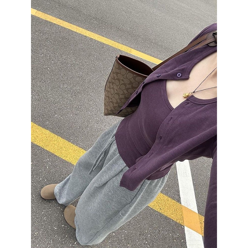 Set Áo Hai Lớp Tím Co Giãn – Basic Nhưng Siêu Sang 🍇