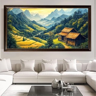 Tranh Treo Tường Khung Vintage Bản 5cm Hình Phong Cảnh Tây Bắc BH189 - Tranh Decor Phòng Khách, Phòng Ngủ, Homestay