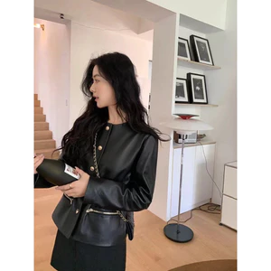 Áo Khoác Da Nữ Bo Eo Cúc Đồng – Sang Chảnh, Cá Tính, Chuẩn Fashionista