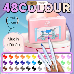 Bút Marker Acrylic brush 12-48 màu cao cấp – Mực đậm, bền màu, tô vẽ siêu mịn, hộp sắt sang trọng