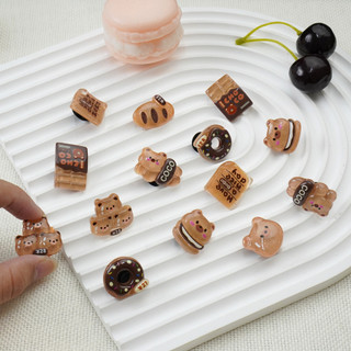 Bộ 14 Sticker, Charm 3D chủ đề gấu Choco gắn Dép Sục, Cá Sấu JB-163 Mita