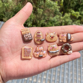 Bộ 14 Sticker, Charm 3D chủ đề gấu Choco gắn Dép Sục, Cá Sấu JB-163 Mita