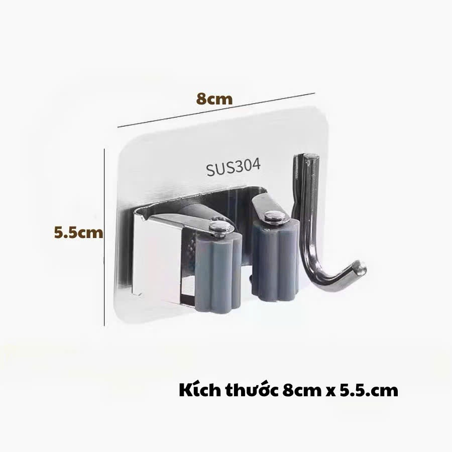 Móc Inox Kẹp Cây Lau Nhà, Móc Treo Chổi