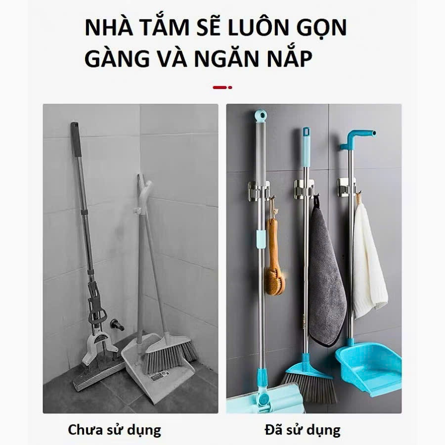 Móc Inox Kẹp Cây Lau Nhà, Móc Treo Chổi
