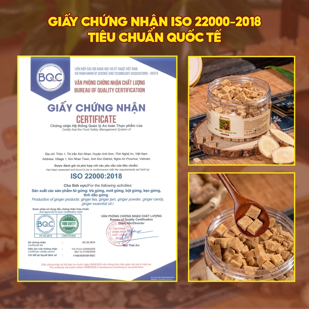 Viên Ngậm Gừng 200g An Khương - Gừng Kỳ Sơn Cay thơm đậm vị, Hỗ trợ Giảm Ho, Đau Bụng Kinh