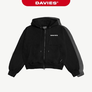 Áo khoác hoodie zip DAVIES nam nữ có nón màu đen, xám Boxy Daviesism jacket I D33-AK6