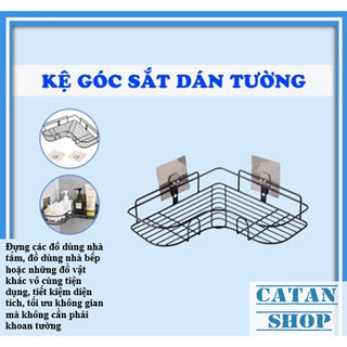 Kệ Nhà Tắm Góc Loại Lớn, Kệ Sắt Sơn Tĩnh Điện Kèm Móc Dán Treo Tường, Kệ Góc Treo Đồ Dùng Nhà Tắm