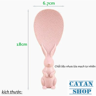 Muỗng xới cơm hình thỏ chống dính, vá cơm chất liệu nhựa lúc mạch tay cầm hình Thỏ dễ thương