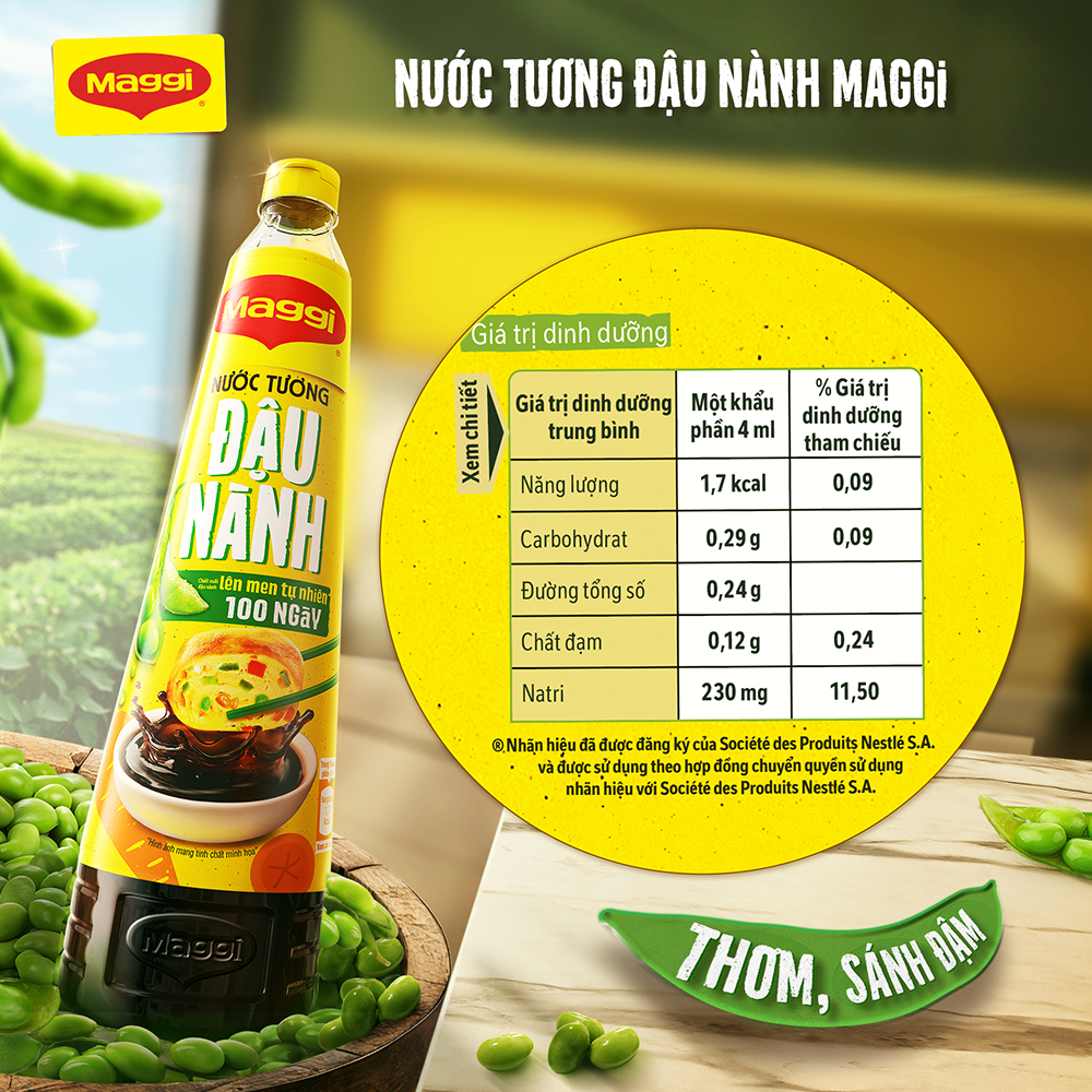 Nước Tương Đậu Nành MAGGI chai 700ml - Thơm, sánh đậm từ chiết xuất đậu nành lên men tự nhiên 100 ngày