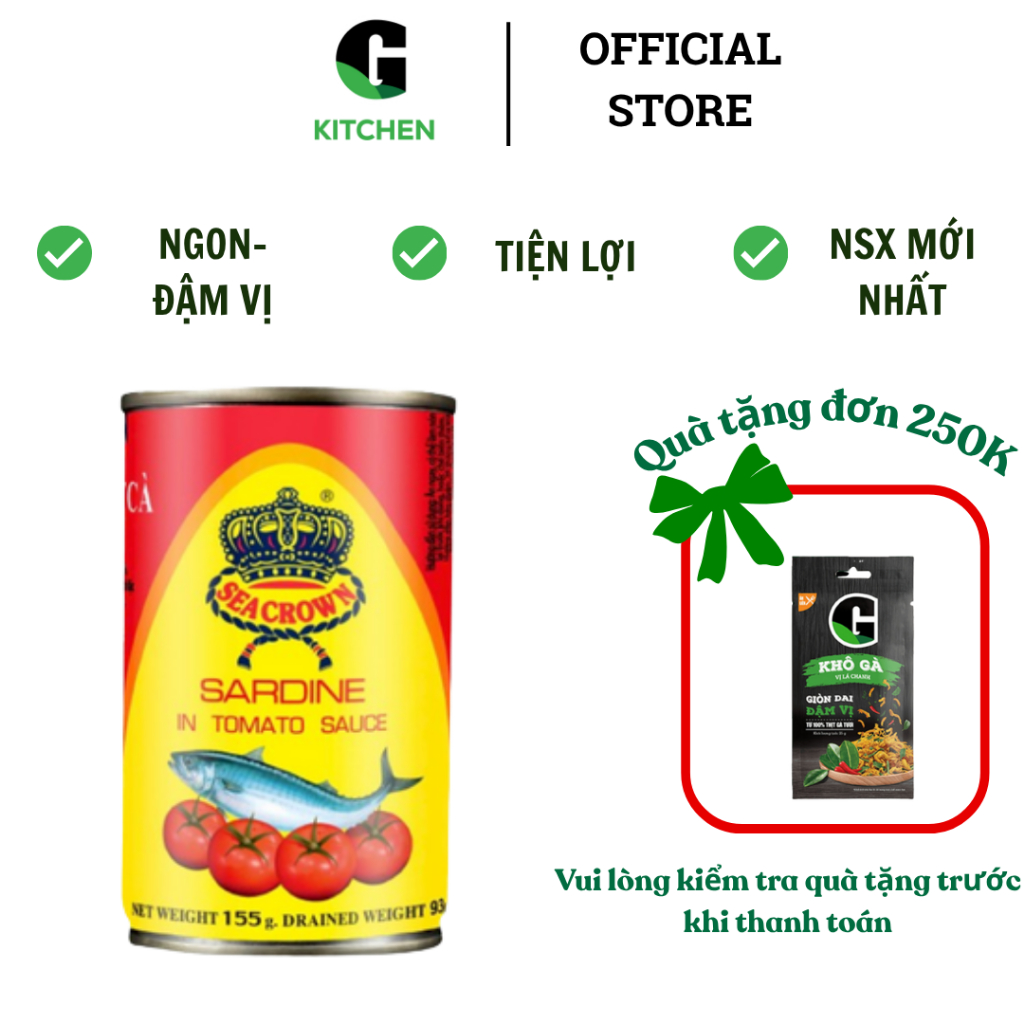 Cá Trích SeaCrown xốt cà/ ngâm dầu G Kitchen 155g và 125g