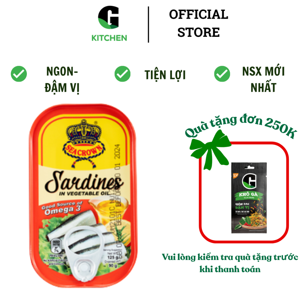 Cá Trích SeaCrown xốt cà/ ngâm dầu G Kitchen 155g và 125g