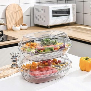 Khay Đựng Thực Phẩm 3 Tầng Có Nắp, Hộp Chia Ngăn Giữ Lạnh Đựng Salad, Trái Cây, Rau Củ Tiện Lợi