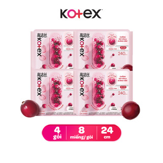 Gói/ Lốc 4 Gói Băng Vệ Sinh Kotex Cranberry Nam Việt Quất Siêu Mỏng Cánh 8 miếng/gói