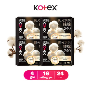 Gói/ Lốc 4 Gói Băng Vệ Sinh Kotex Stylista Mặt Bông Cotton Siêu Mỏng Cánh Sưởi Năng 1620 giờ 16 miếng/gói
