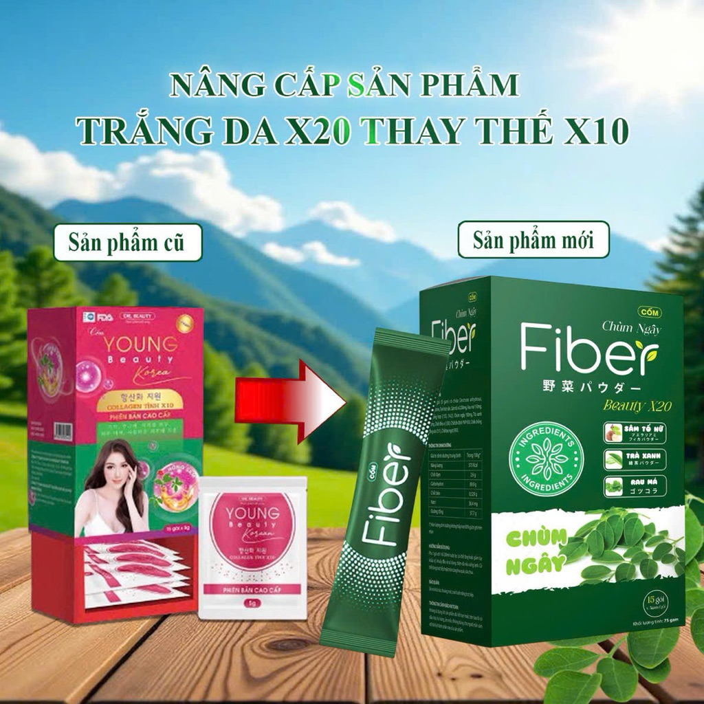 Combo 5 Hộp Fiber-T Collagen TINH-X20 Plus - Collagen trắng da Hàn quốc