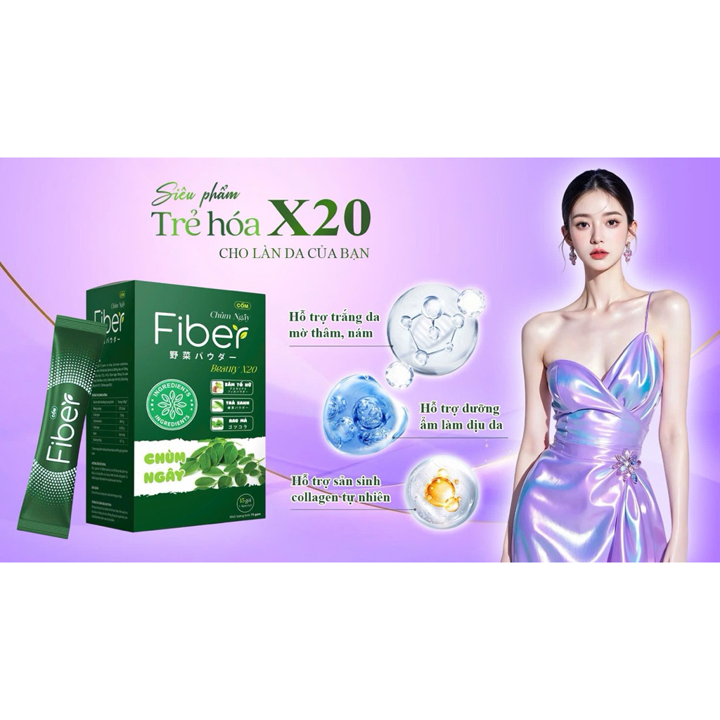 Combo 5 Hộp Fiber-T Collagen TINH-X20 Plus - Collagen trắng da Hàn quốc