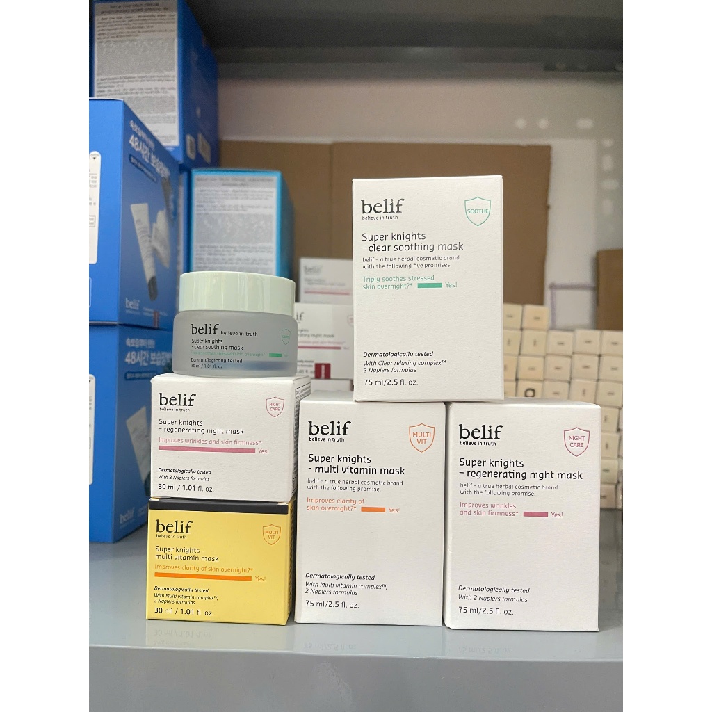 Mặt nạ ngủ Belif Super Knights Multi Vitamin/ Regenerating/Clear Soothing Mask 5ml 25ml 30ml 75ml