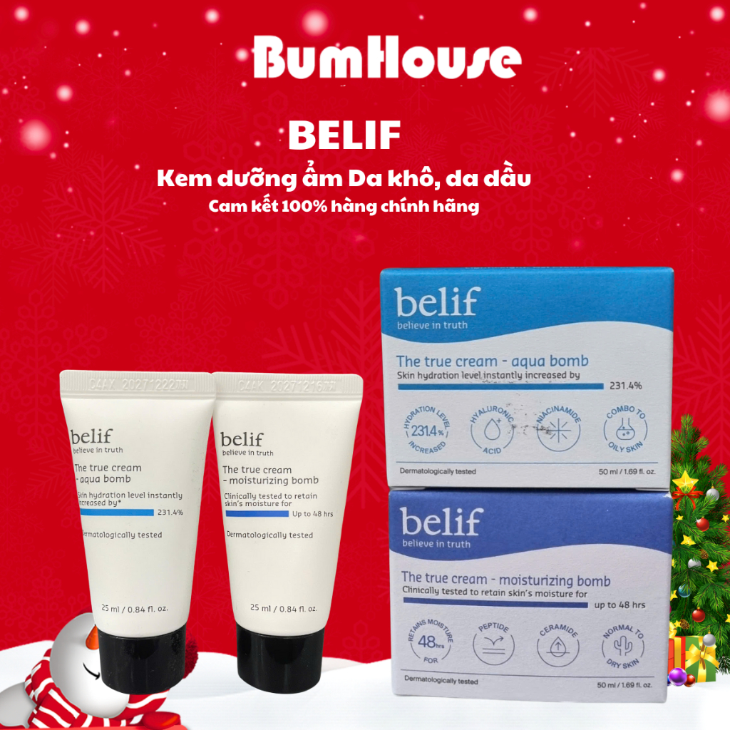Kem Dưỡng Ẩm, Dịu Da Belif The True Cream Moisturizing /Aqua Bomb 25ml/50ml