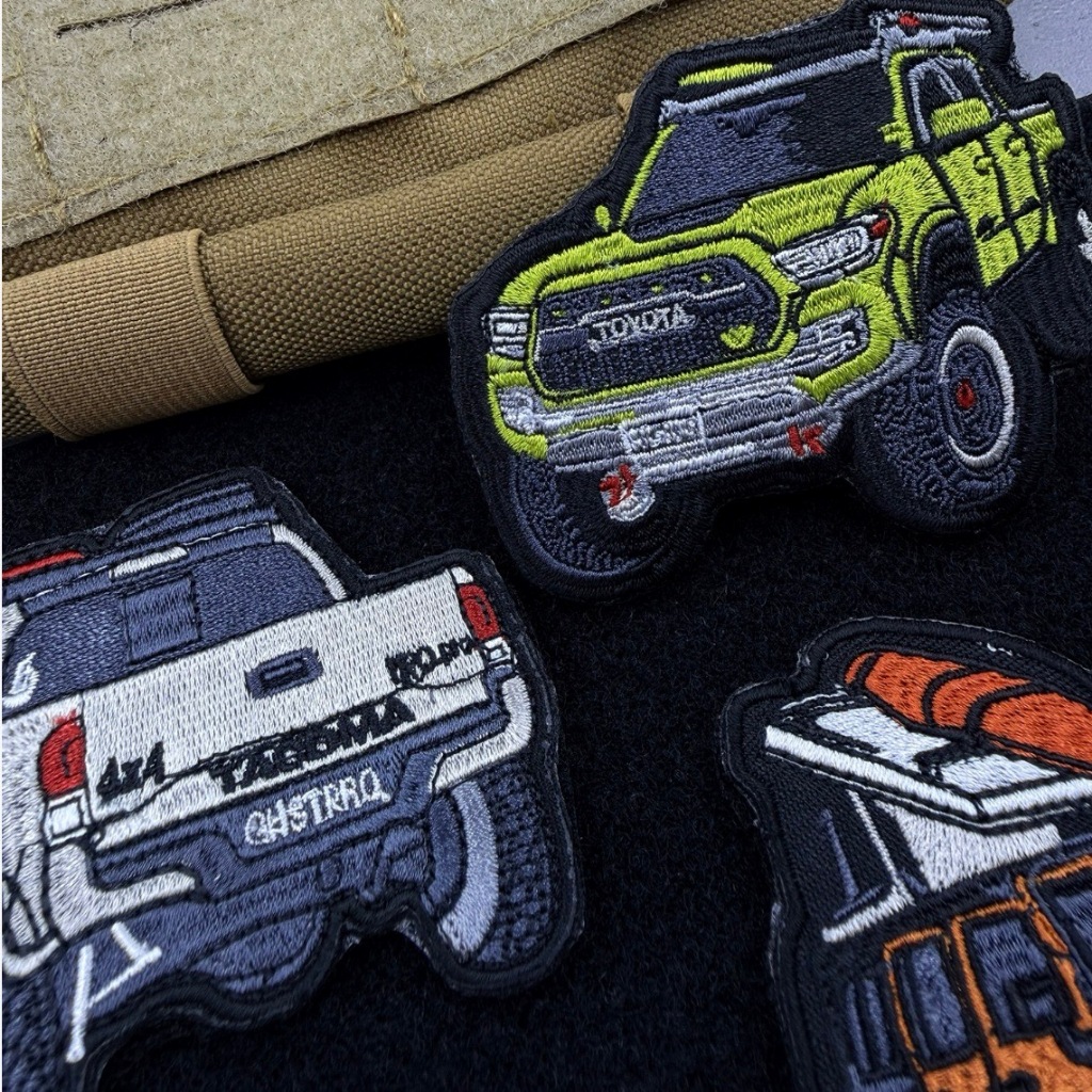 Bộ patch_velcro thêu hình xe offroad dán ba lô_quần áo_túi xách
