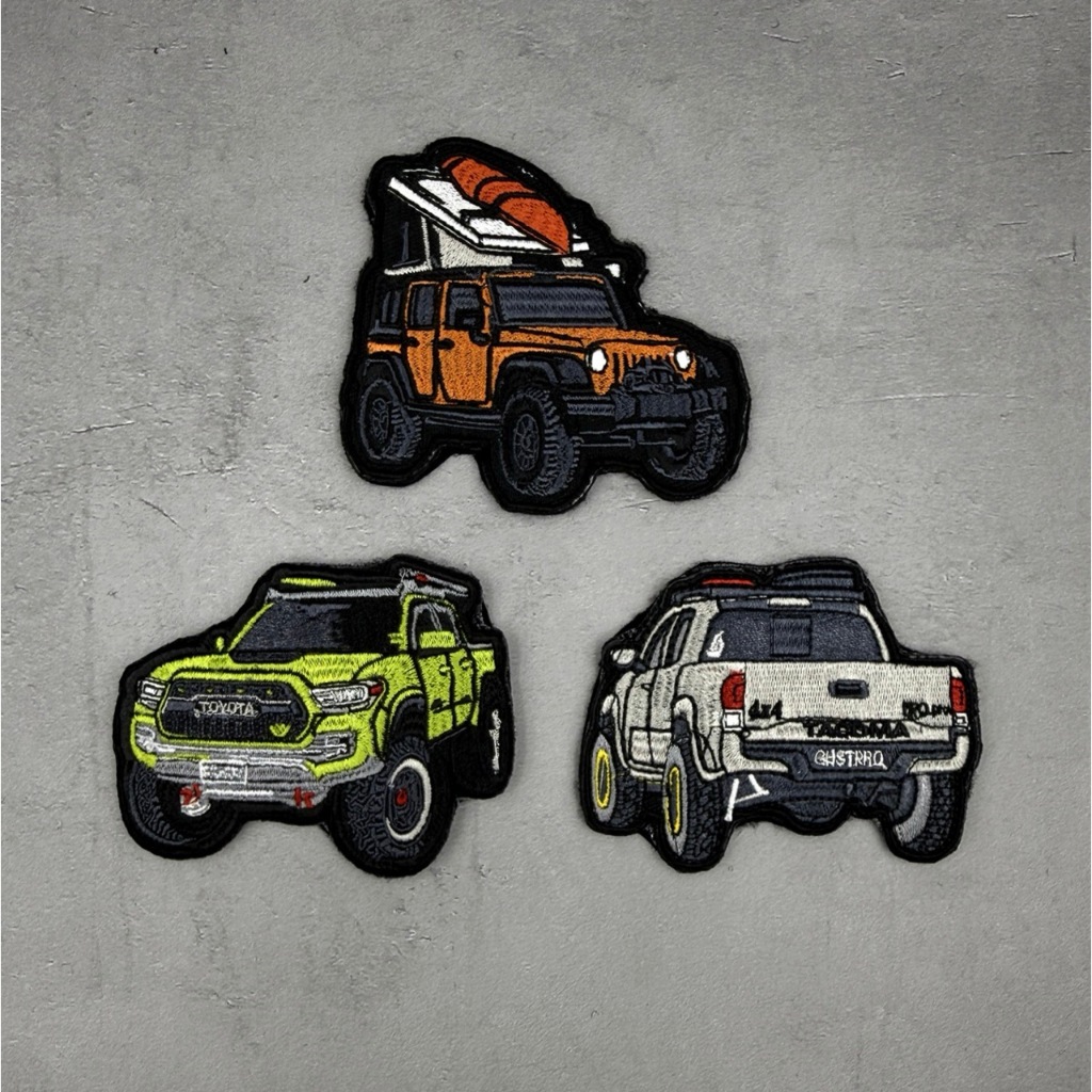 Bộ patch_velcro thêu hình xe offroad dán ba lô_quần áo_túi xách