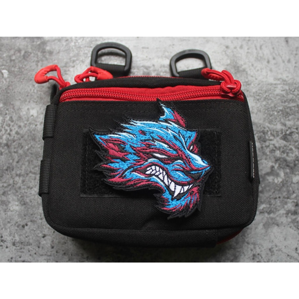 Patch_velcro thêu hình đầu sói dán ba lô_quần áo_túi xách