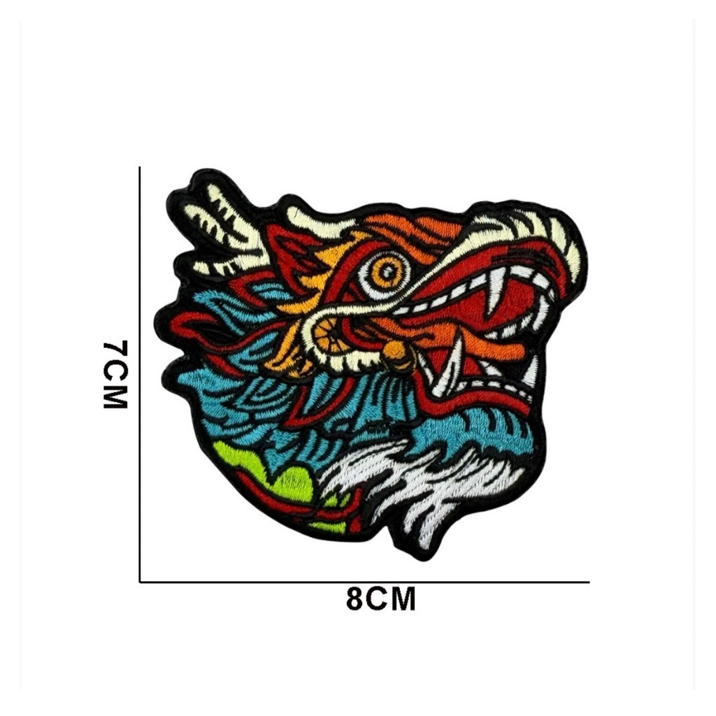 Patch vải velcro đầu rồng dán ba lô, nón , quần áo , túi xách _retro