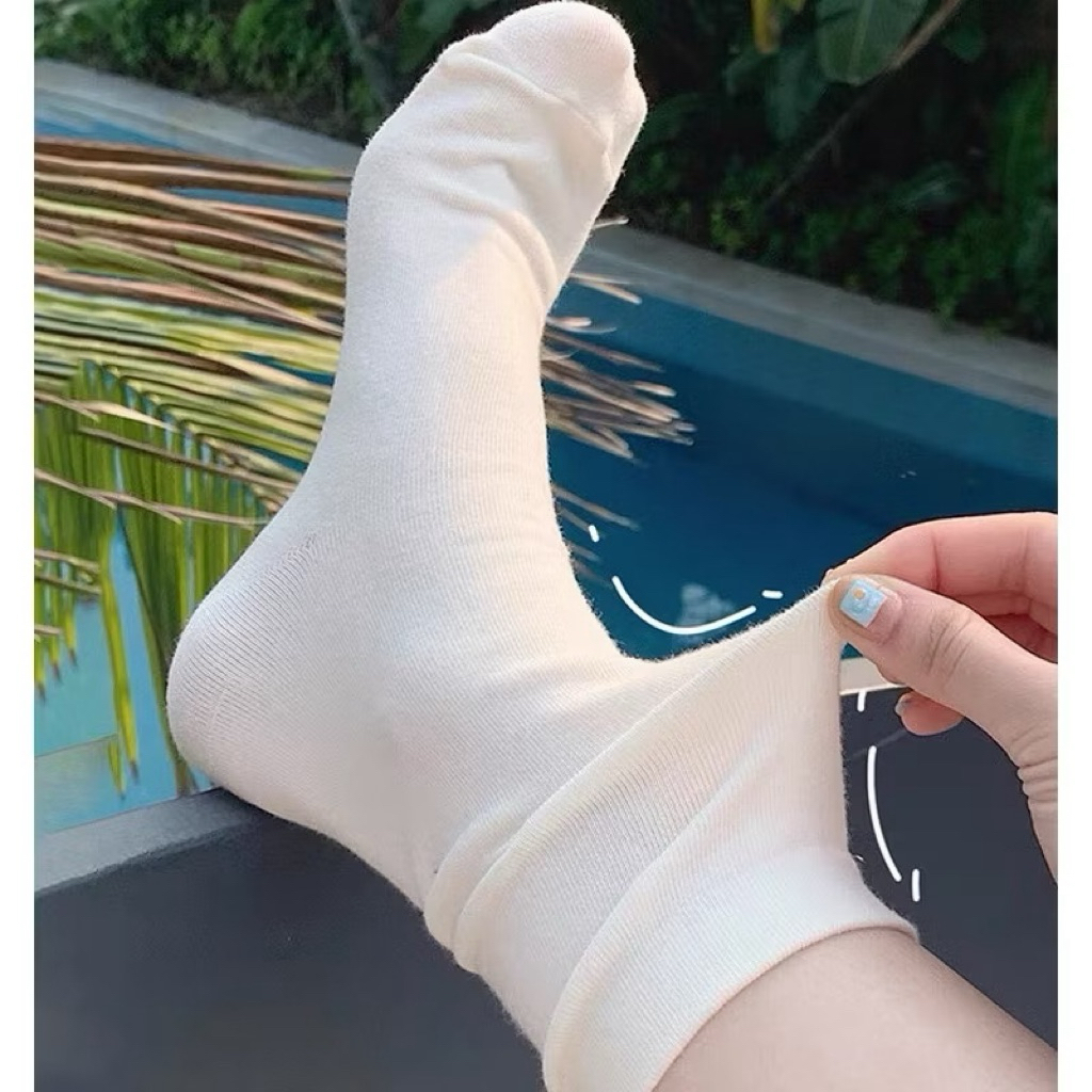 Túi 10 đôi tất trơn mềm cổ cao 3 màu phong cách hàn quốc
