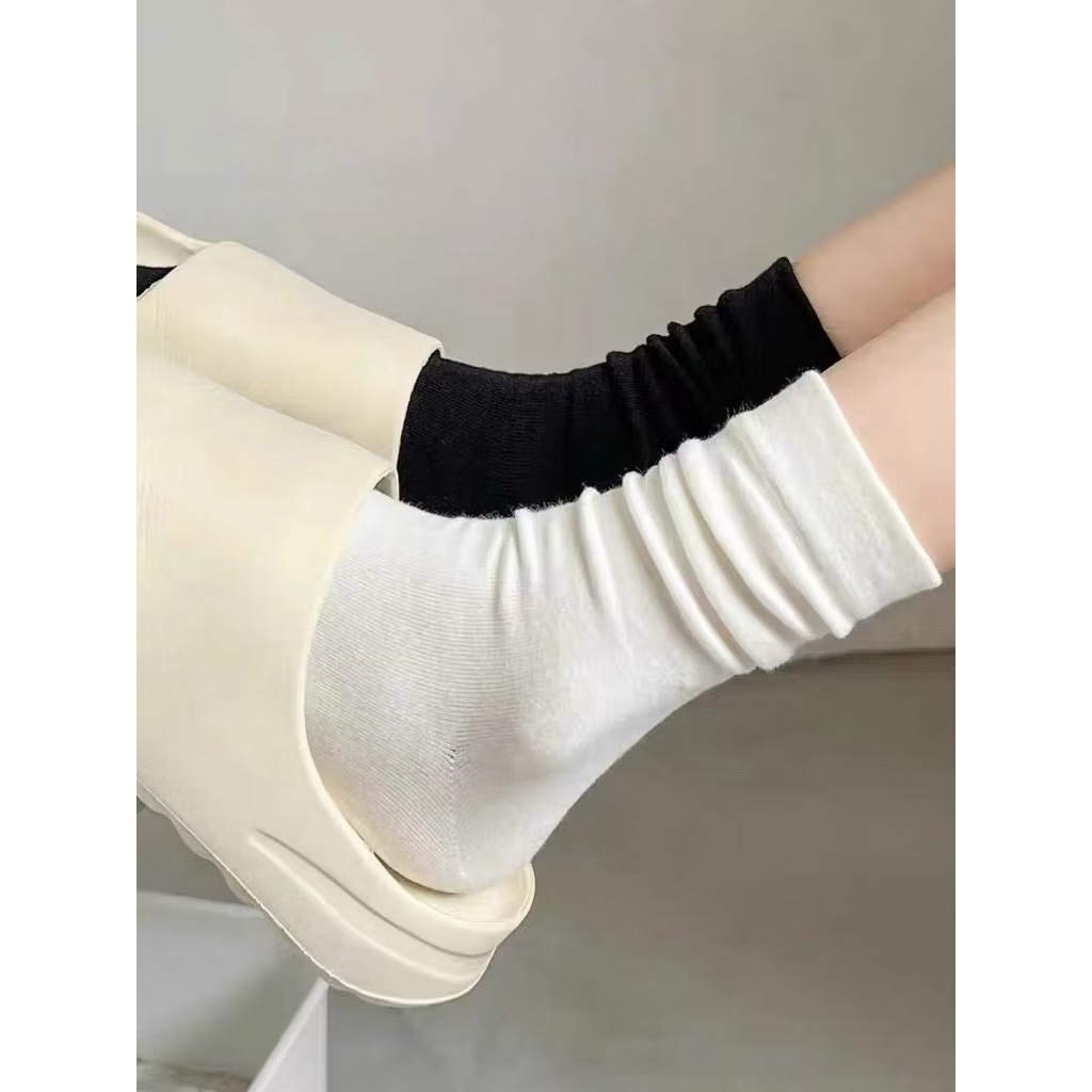 Sét 5 đôi tất trơn cổ cao 3 màu mềm mịn tt45