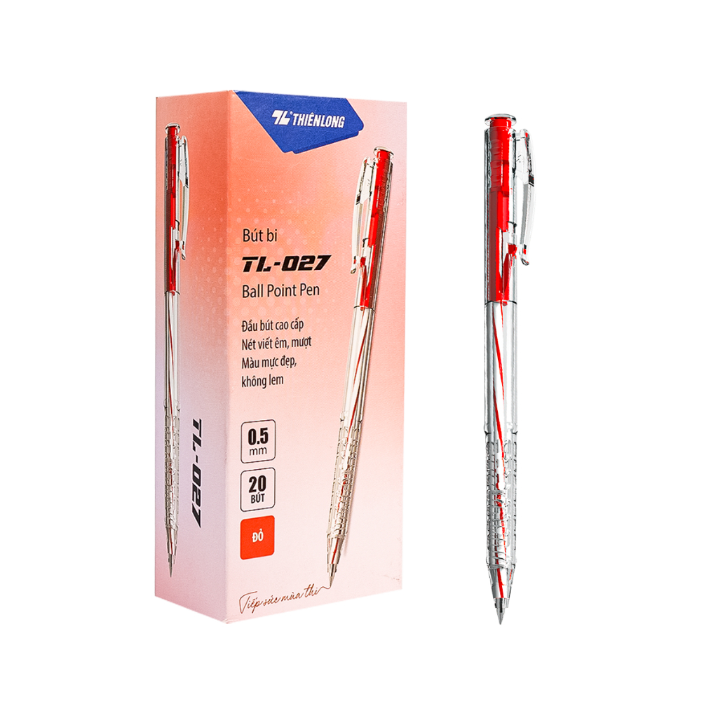 Bút bi Thiên Long TL - 027 ngòi 0,5mm màu xanh / đen / đỏ