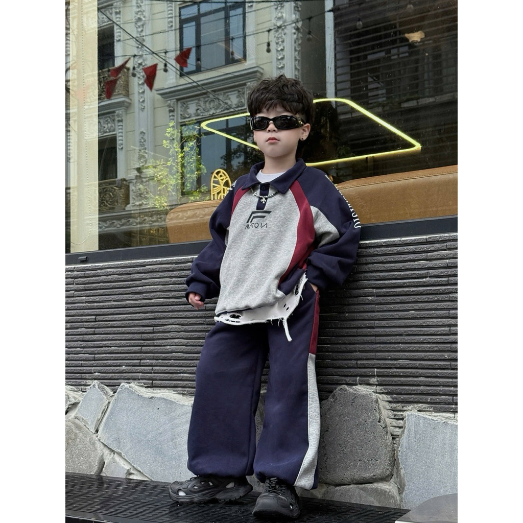 Set đồ dài tay trẻ em bộ đồ thu đông mẹ và bé 20-60kg hàng đẹp ấm áp