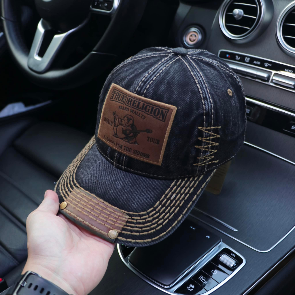 Nón kết, mũ lưỡi trai Địa da phối vải jeans dày đẹp form chuẩn thời trang (Ảnh thật)