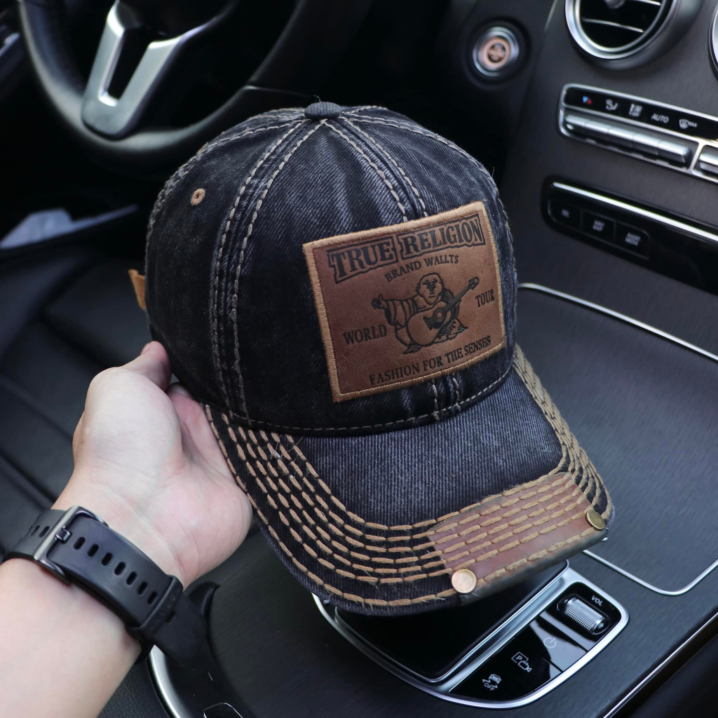 Nón kết, mũ lưỡi trai Địa da phối vải jeans dày đẹp form chuẩn thời trang (Ảnh thật)