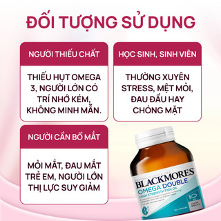 [CHÍNH HÃNG] Viên uống dầu cá Blackmores Omega Double 90 viên hỗ trợ trí não và sức khoẻ tim mạch