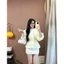 Áo sơ mi Hari Xếp Ly Trước Viền Bèo Chun Eo Tay Bồng Cúc Dọc Áo Công Sở Thanh Lịch Cinched Waist
