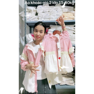 [HÀNG MỚI VỀ] Áo Khoác Gió Bé Gái Có Mũ Chống Nắng Hồng Trắng, Áo Khoác Trẻ Em Dễ Thương Cho Bé 1-12 tuổi