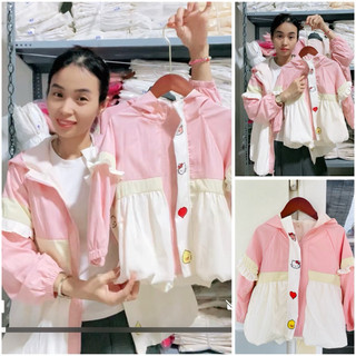 [HÀNG MỚI VỀ] Áo Khoác Gió Bé Gái Có Mũ Chống Nắng Hồng Trắng, Áo Khoác Trẻ Em Dễ Thương Cho Bé 1-12 tuổi