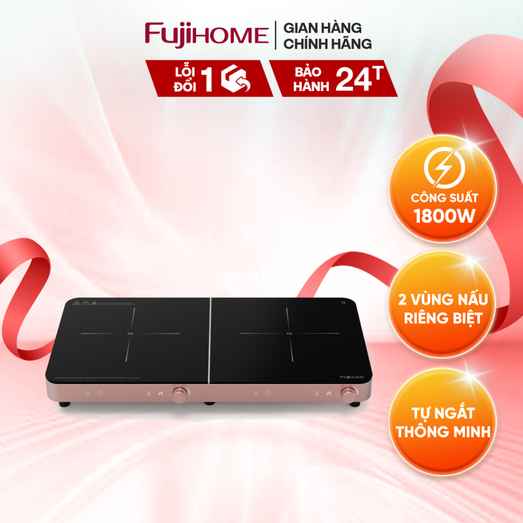 Bếp Từ Đôi Fujihome IC2602P - Tổng công suất thực 3400W - Khóa trẻ em - Gia nhiệt liên tục