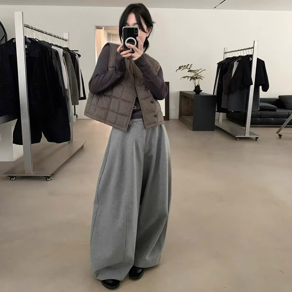 Quần dạ dáng xuông rộng phong cách hàn quốc Onni st