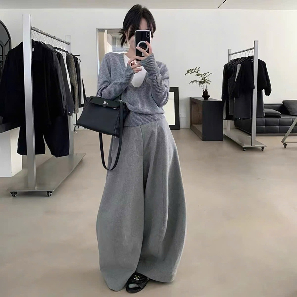 Quần dạ dáng xuông rộng phong cách hàn quốc Onni st