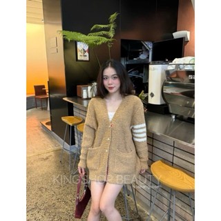 Áo Len Cardigan Thomb Len Xù Form Rộng Trùm Mông QCCC Cao Cấp
