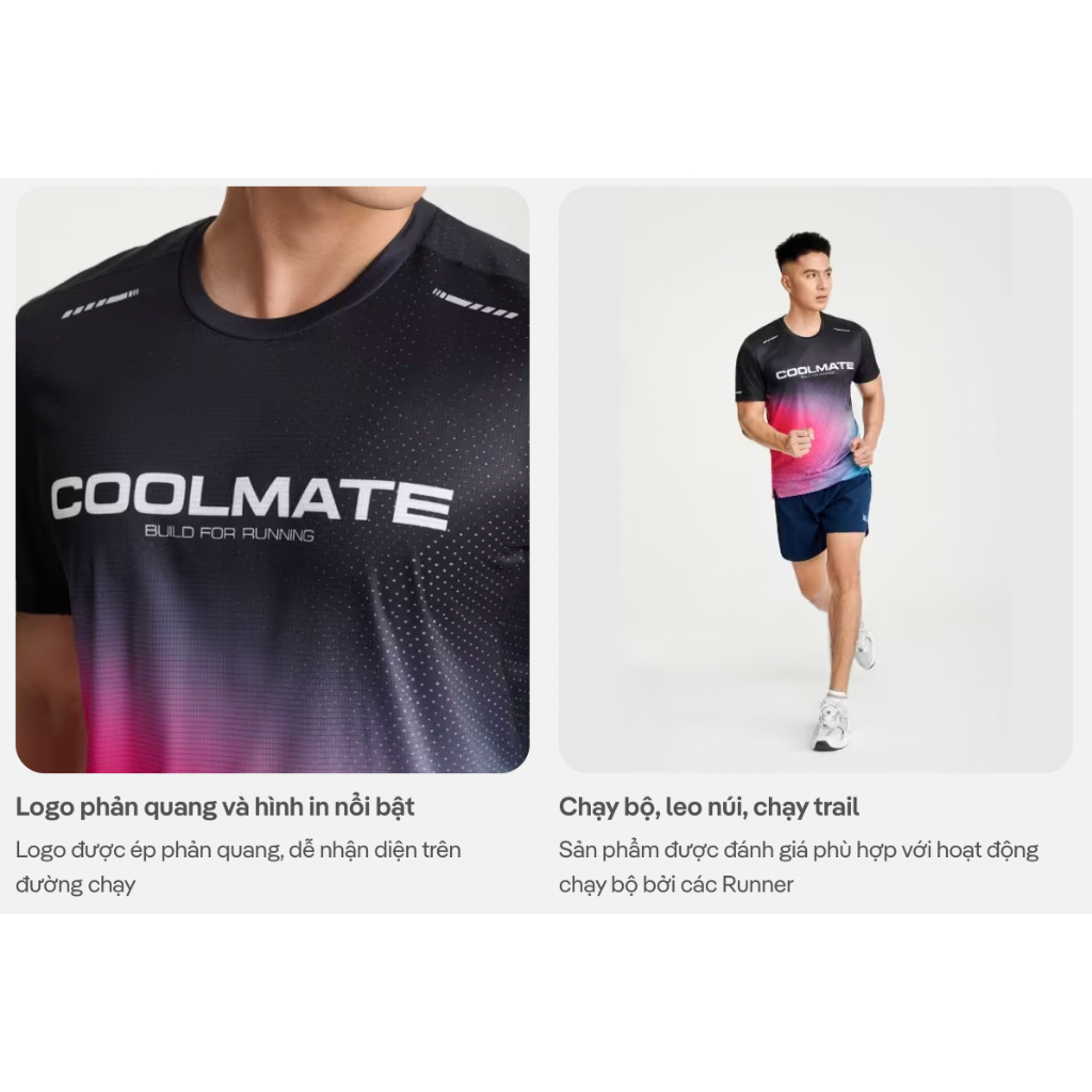 [MUA 3 GIẢM 30%]Áo thun chạy bộ unisex nam nữ thấm hút, nhanh khô, siêu nhẹ logo Coolmate